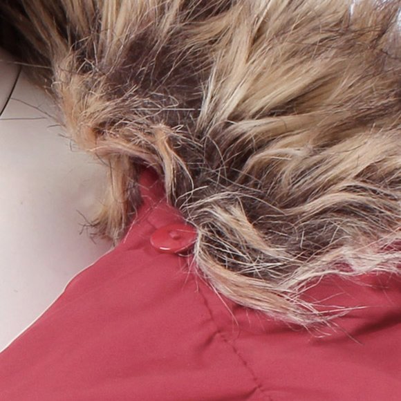 Removable Faux Fur Collar Puffer Jacket Dusty Pink - Picture 3 of 8